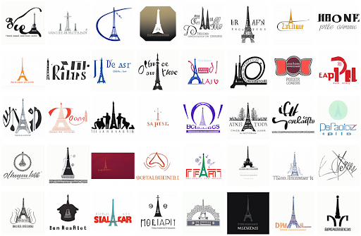 ‘A logo for a Paris cafe featuring the eiffel tower’ (our model)