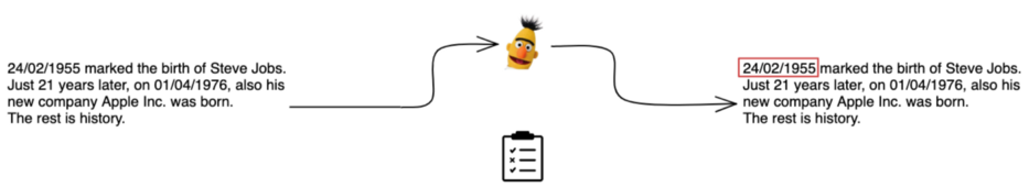 A contextual language model predicts that only the first date is a date of birth