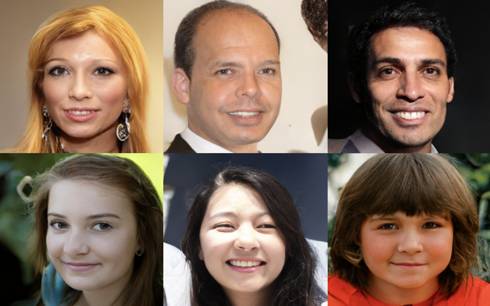Faces generated from scratch by sampling from a discrete diffusion model trained on the FFHQ dataset