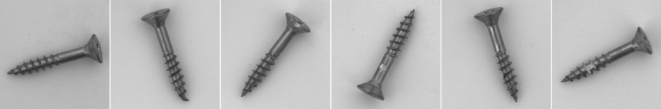 From left to right: normal, manipulated front, scratch head, scratch neck, thread side and thread top.
