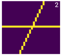 Intersecting lines after Hough transform and line selection