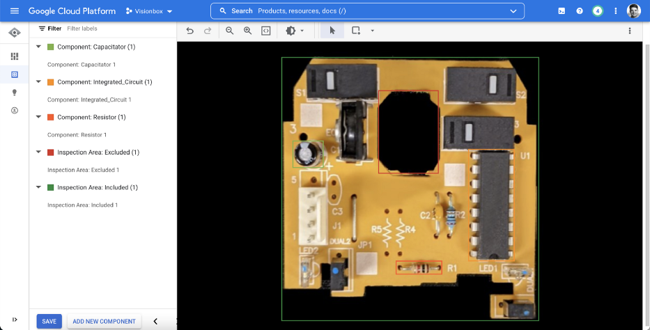Labelling the components of our base product in the Visual Inspection UI