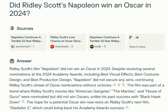 Perplexity knows that Mr.Scott needs to get his act together. Fingers crossed for Gladiator 2.