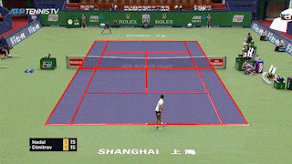 Tennis court animation with red lines
