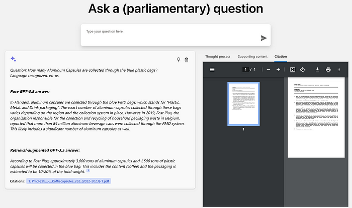application to help answer parliamentary questions