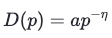 with shape parameter a and price elasticity η