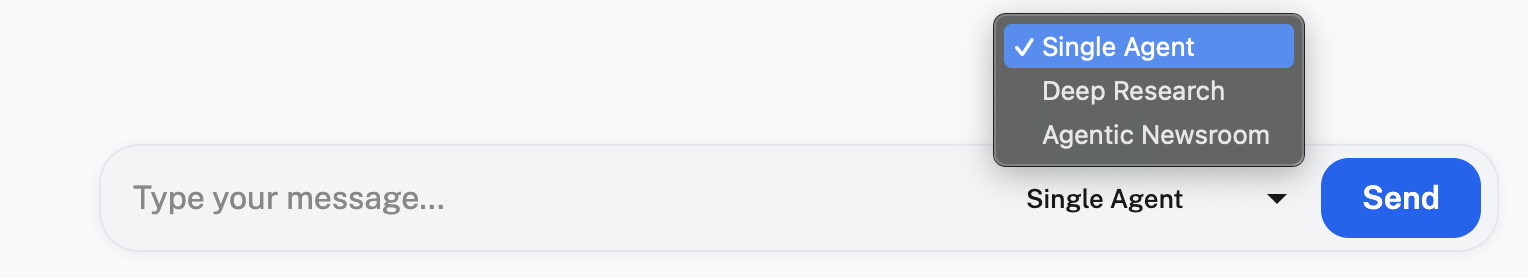 Screenshot of AI research interface displaying hybrid search results where a single agent retrieves and ranks police archive documents with source references