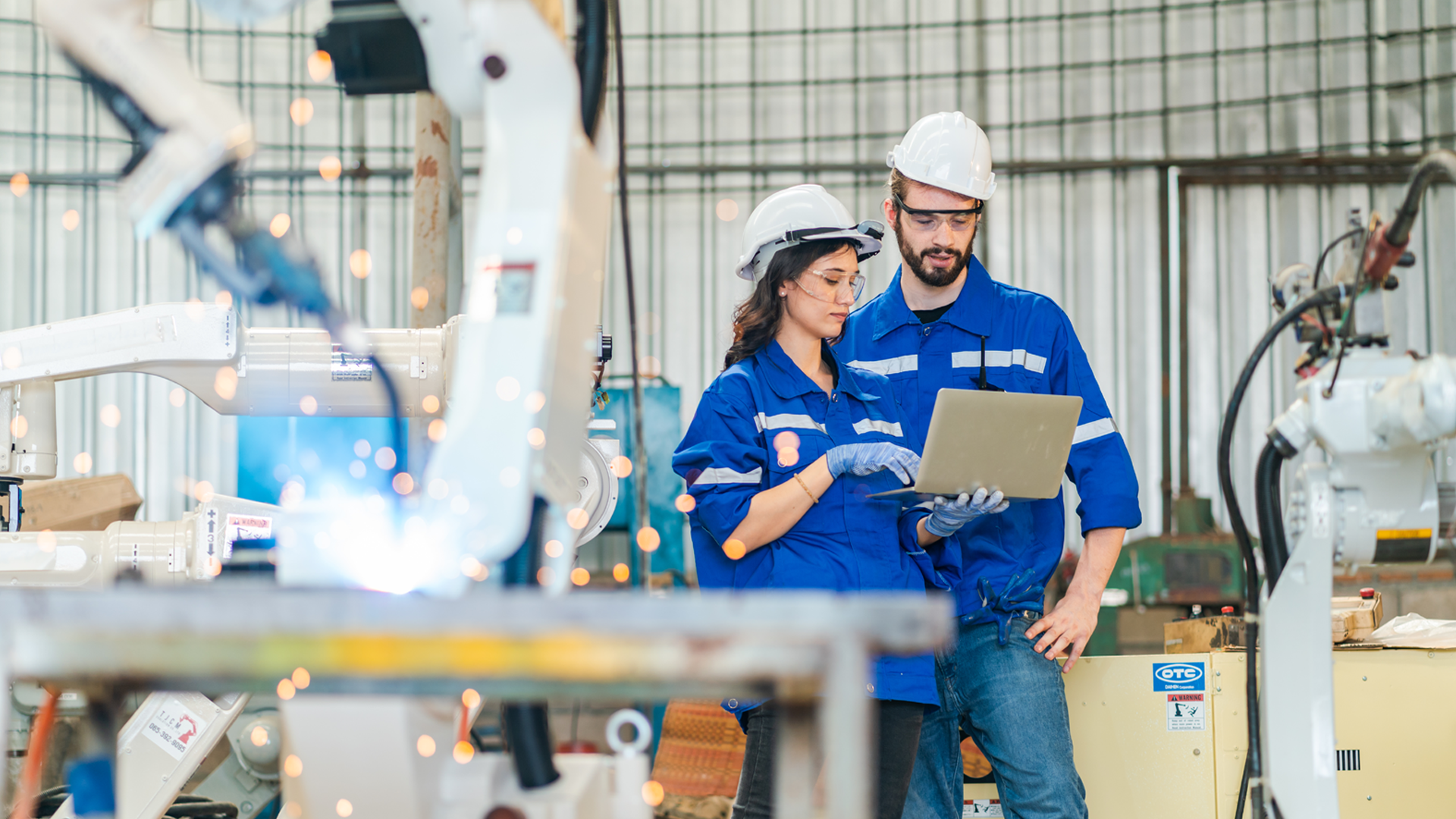 professional technician engineer checking mechanical factory equipment industry machine